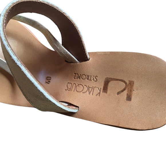 K Jacques St. Tropez Dorit Sandals Wedge Heel in a Neutral Metallic champagne - Picture 15 of 16